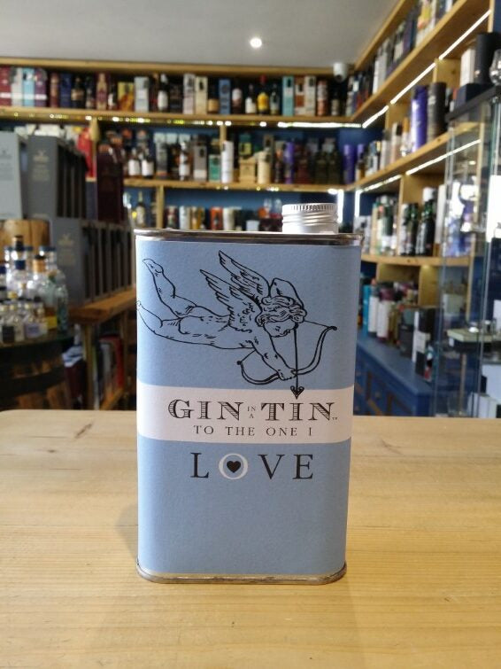 Gin in a Tin -'To the one I love' (Blue Cupid Label) No.13 Ginger, Angelica Root & Lemon Peel 50cl 40%